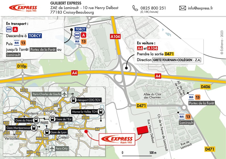 Plan d'accès à Croissy Beaubourg